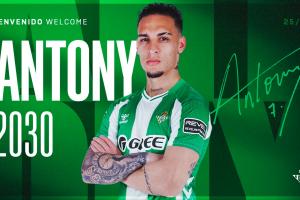 告别曼联！官方：安东尼转会贝蒂斯，总价2500万欧+50%二转