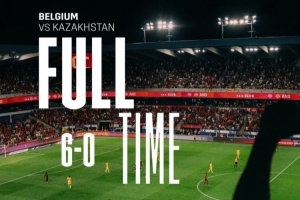 世预赛-比利时主场6-0血洗哈萨克斯坦，德布劳内2射1传&多库双响