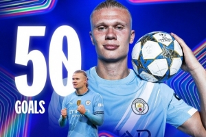 🧙新的里程碑到来！欧冠官方更新海报祝贺哈兰德50球