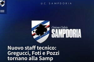 官方：桑普多利亚新主帅上任 意媒透露穆帅前助教是实际执教者