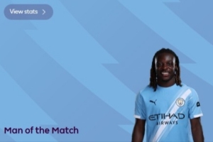 1进球7过人成功，官方：多库当选曼城3-0利物浦一役全场最佳